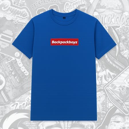 0115b436d8145f878481bbec06cdec60 Backpack Boyz Blue Red Box Logo Short Sleeve T-Shirt