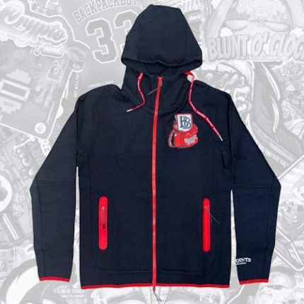 Black BB Logo Tech Zip up Hoodie